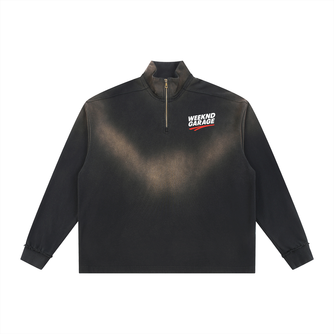 Sun Fade Raw Edge Quarter-Zip Sweatshirt